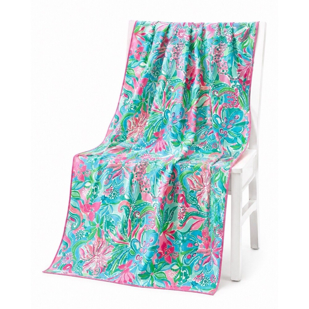 Lilly Pulitzer Beach Towel Golden Hour Floral Microfiber Pool Swim 72”x40” NWOT